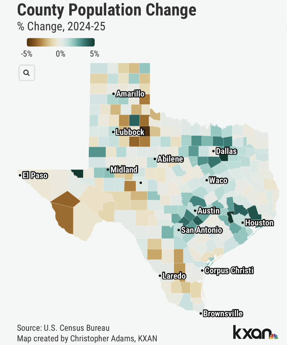 County Population Change Cencus Data 2026